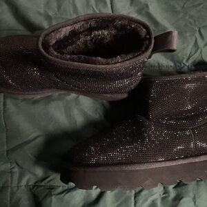 Women's Micheal Kors Black Glitter Ankle Boots